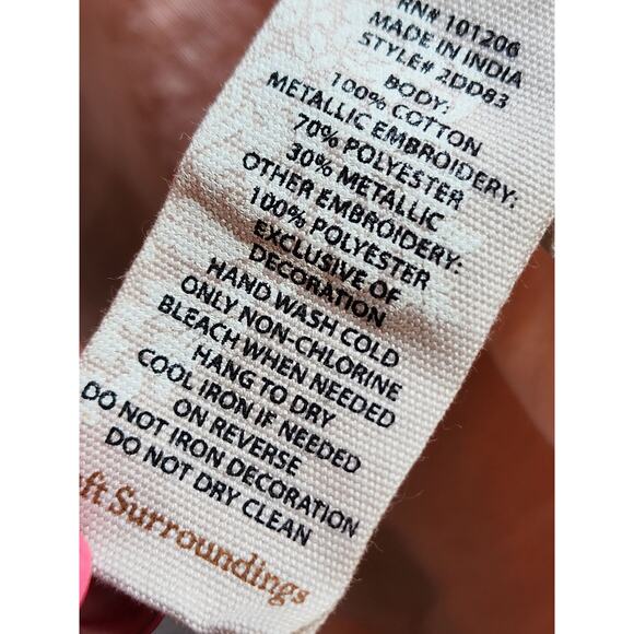 Soft Surroundings Womens Peasant TunicTop sz S Boho Floral Embroidered Cotton - Picture 8 of 8